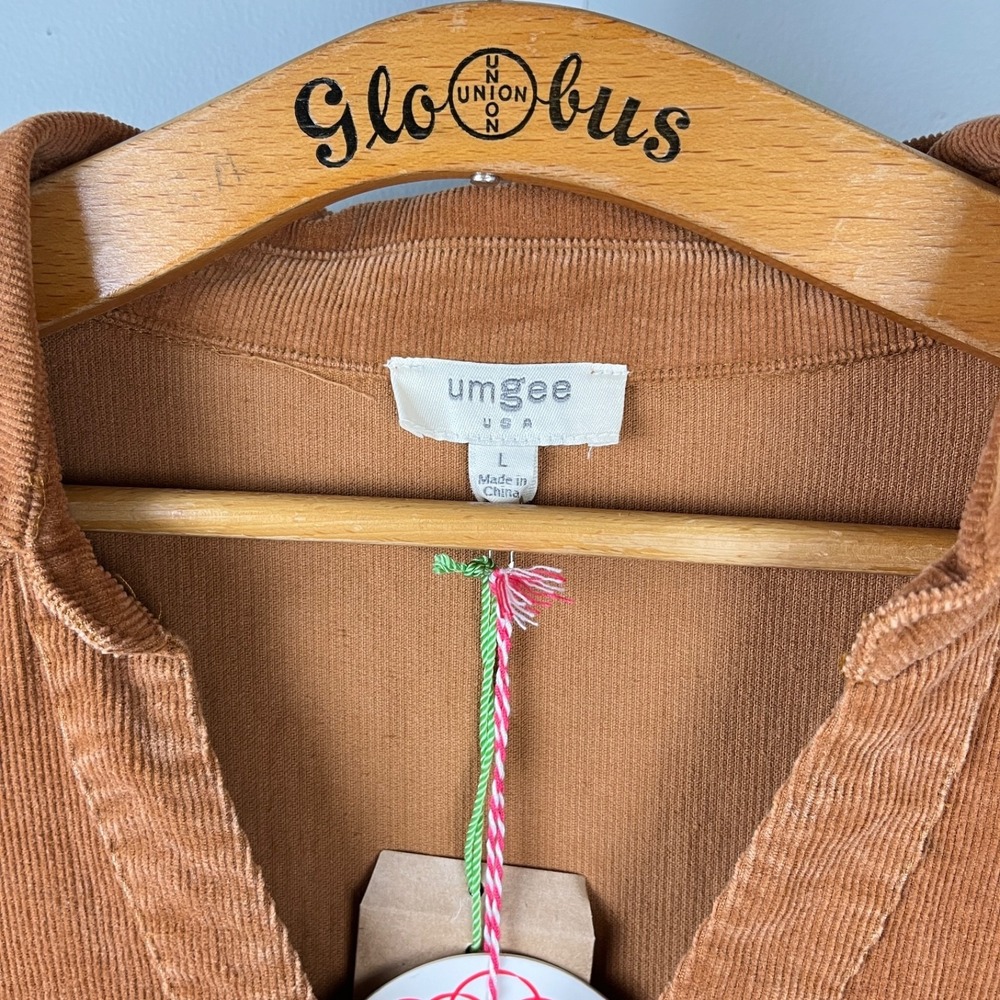 Umgee USA Corduroy Dress Womens L Light Brown Camel Boho Western New NWT - Picture 6 of 6